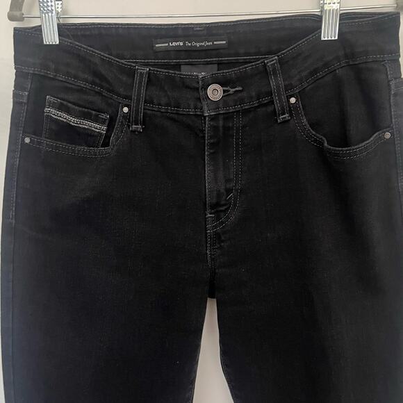 LEVI'S Mid Rise Skinny Jeans Womens 10 S/C Black Grunge Streetwear Embroidered - Picture 2 of 12